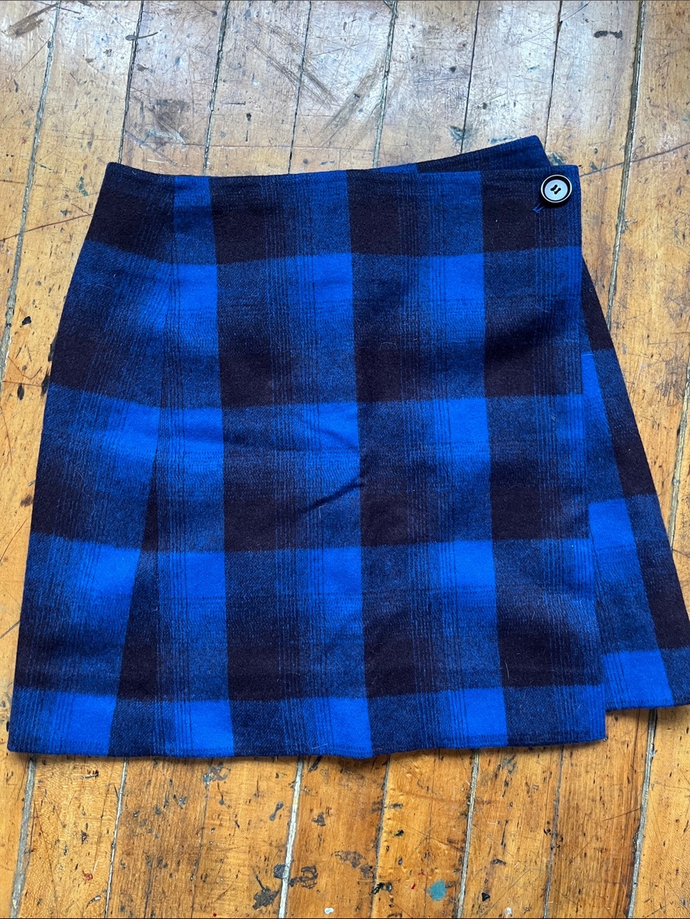Blue and Black Plaid Mini Skirt